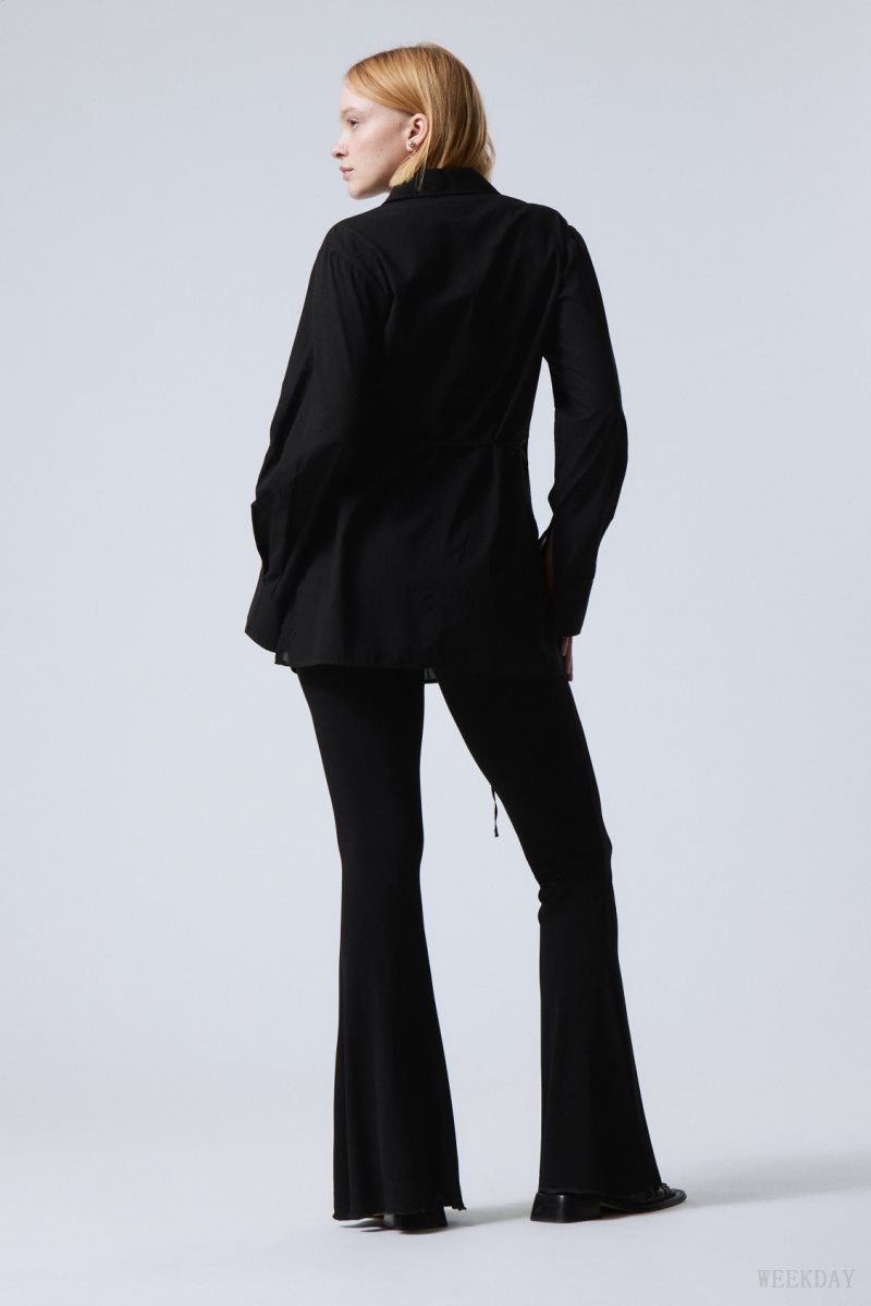 Weekday Mina Flared Jersey Trousers Black | PSZI3878