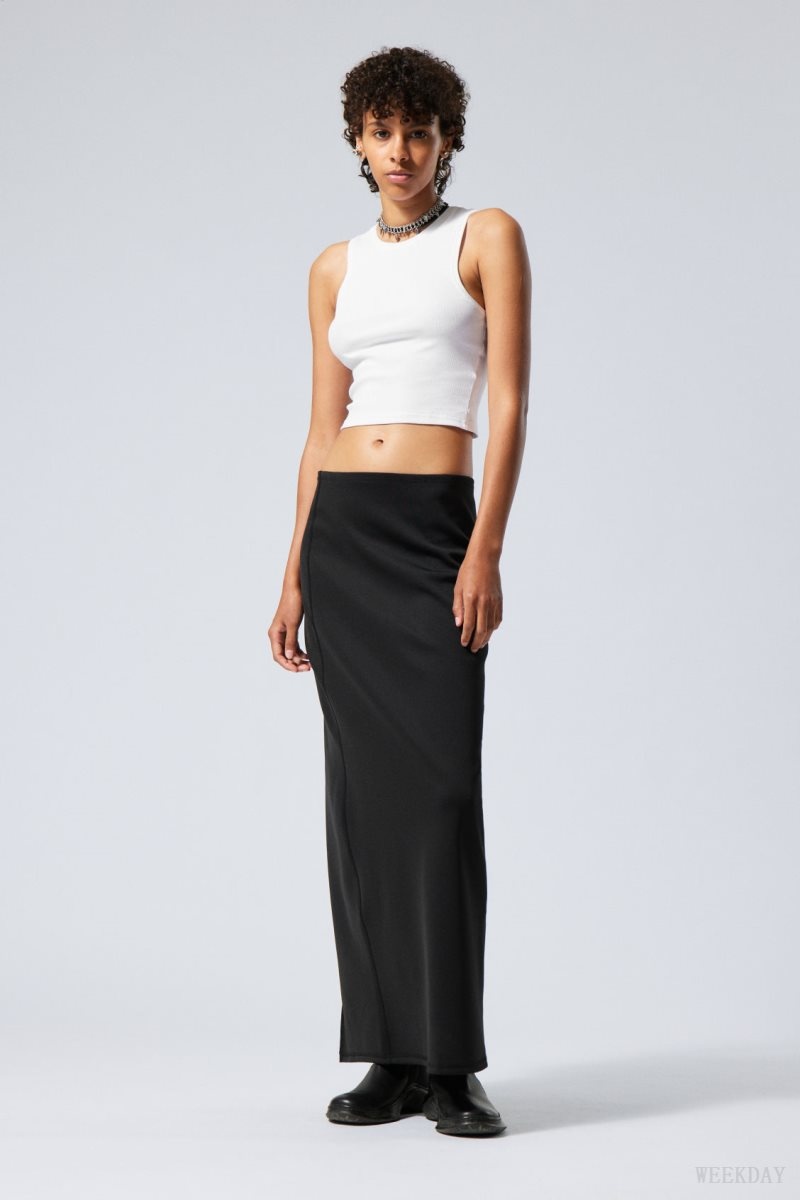 Weekday Minimal Long Skirt Black | ODIT3612