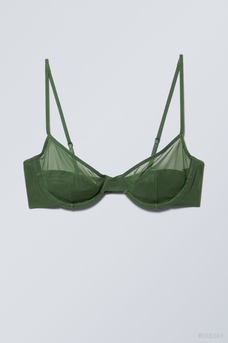 Weekday Molly Underwire Bra Bra Dark Green | GFVI0999