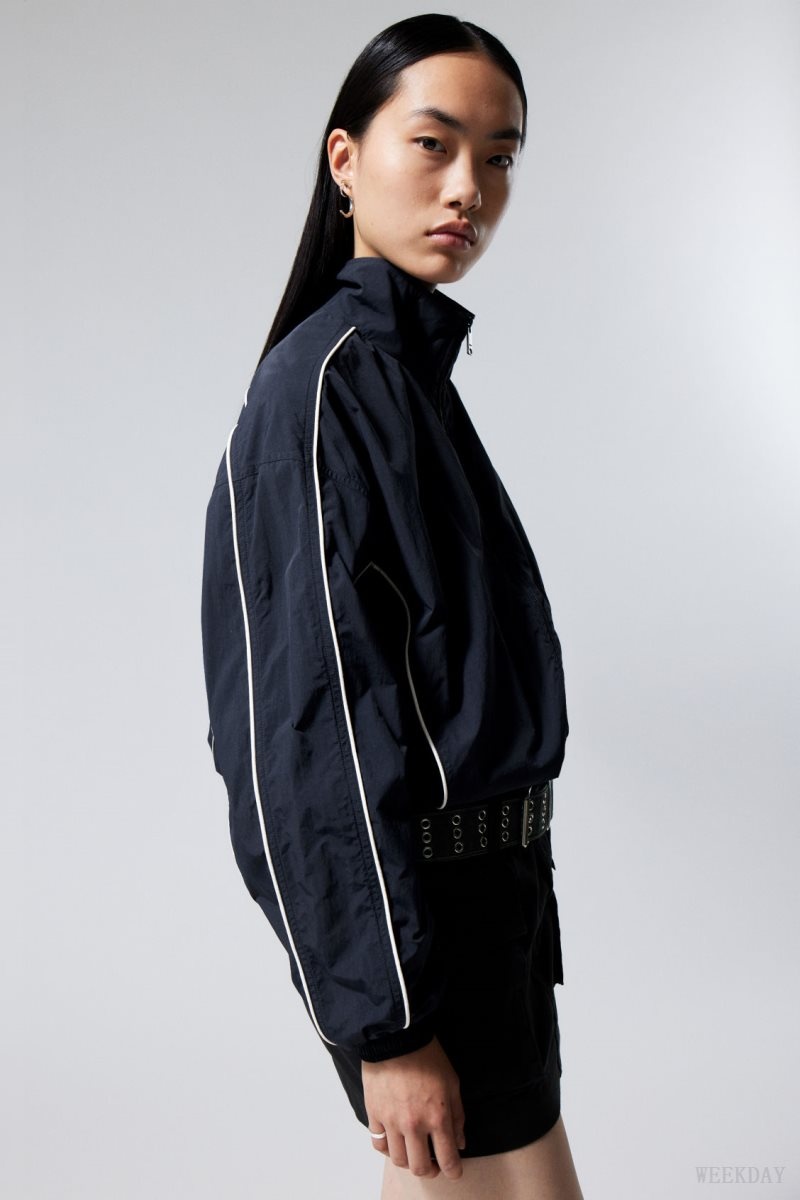 Weekday Nera Windbreaker Jacket Dark Blue | AHYI9718