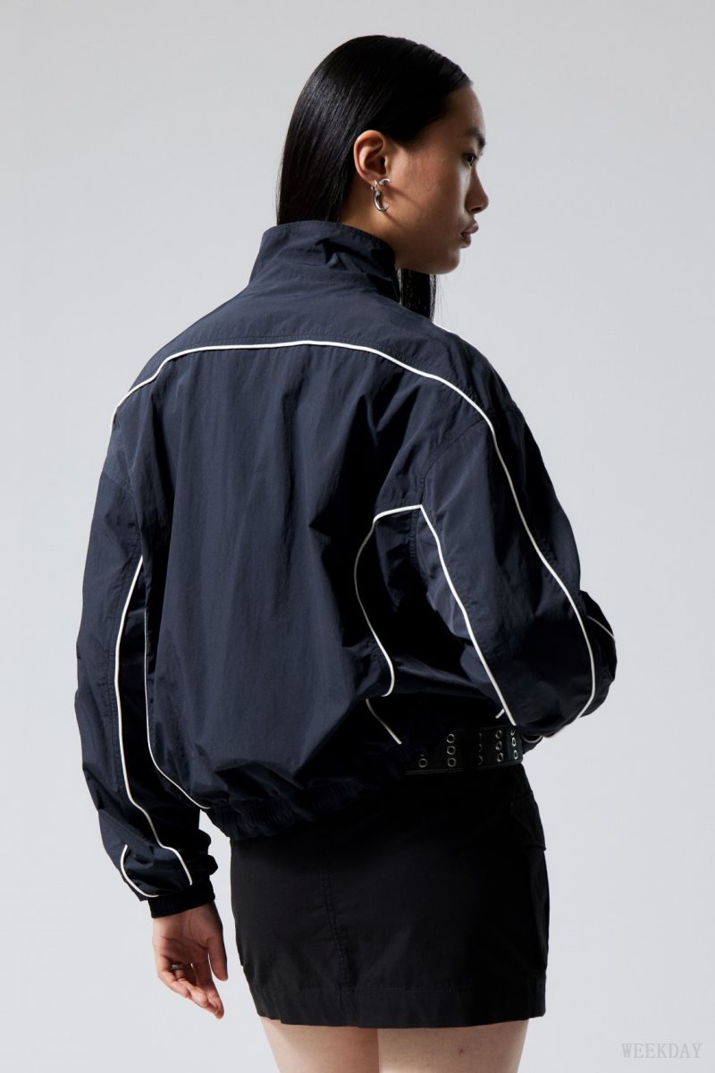 Weekday Nera Windbreaker Jacket Dark Blue | AHYI9718