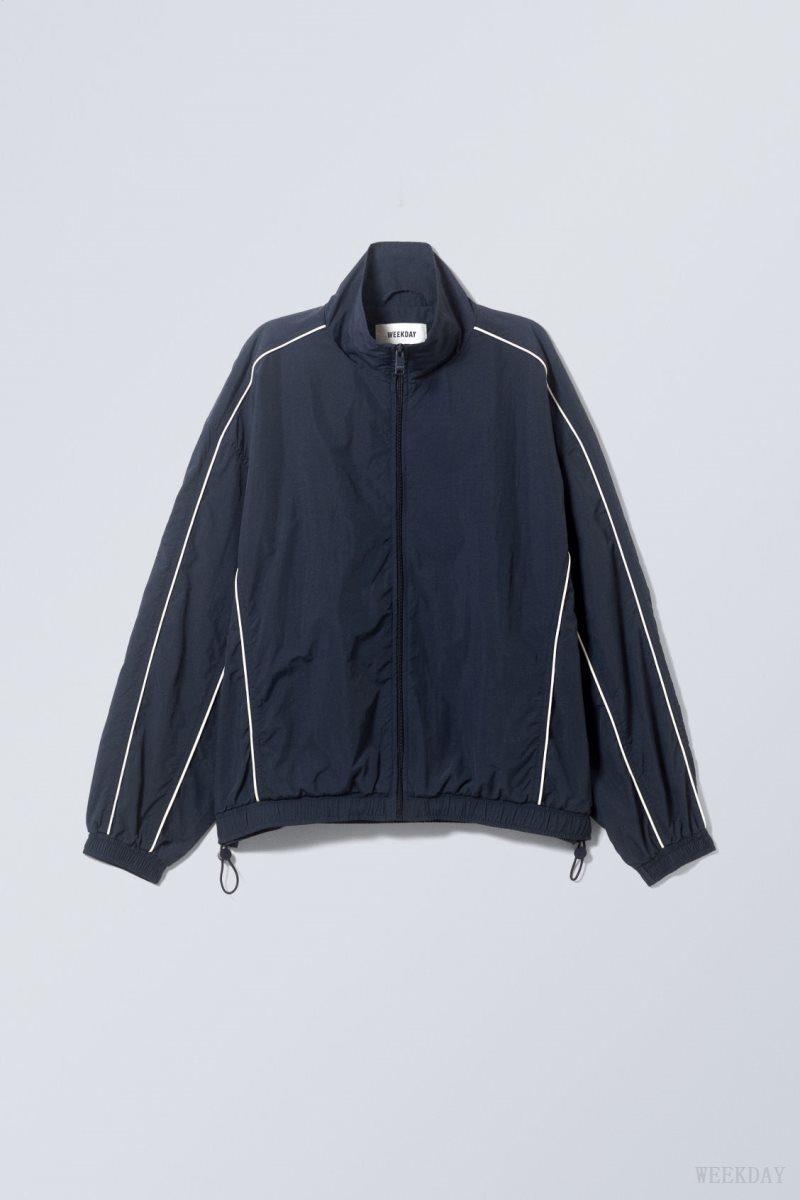 Weekday Nera Windbreaker Jacket Dark Blue | WNCJ9827