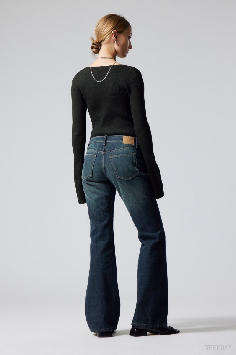 Weekday Nova Low Slim Bootcut Jeans Blue | SFTS7990