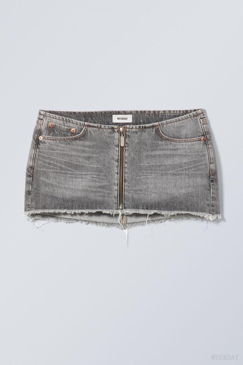 Weekday Ontario Denim Mini Skirt Grey | SCAT1267