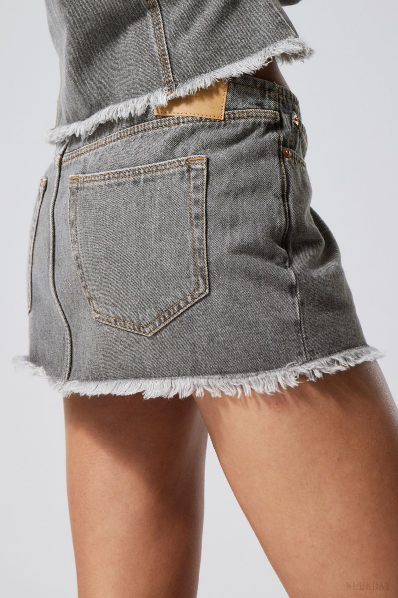 Weekday Ontario Denim Mini Skirt Grey | SCAT1267