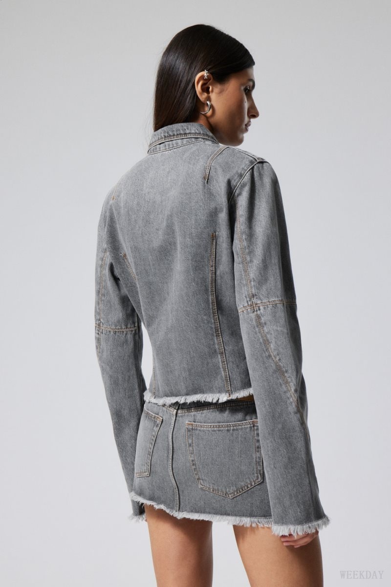 Weekday Ontario Denim Zip Jacket Grey | DAKM0075