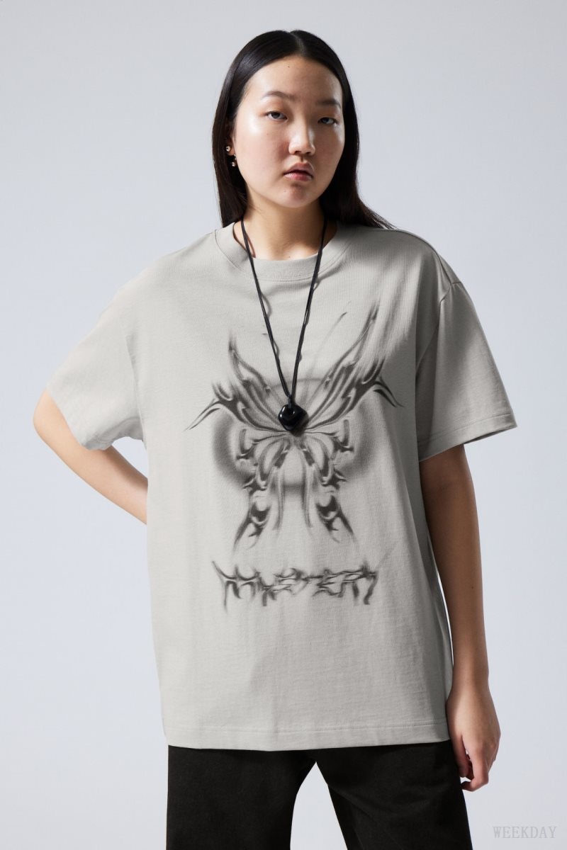 Weekday Oversized Graphic Printed T-shirt Mystery Butterfly | HNSI3784