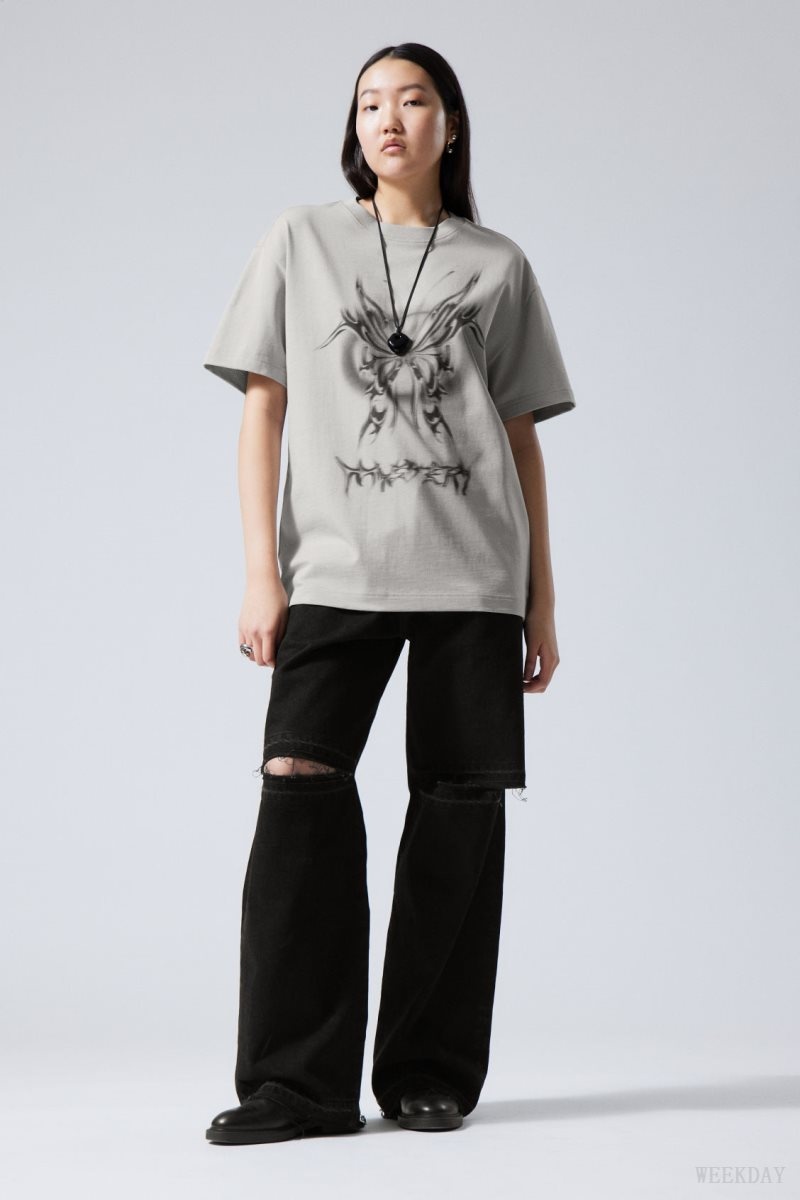 Weekday Oversized Graphic Printed T-shirt Mystery Butterfly | HNSI3784