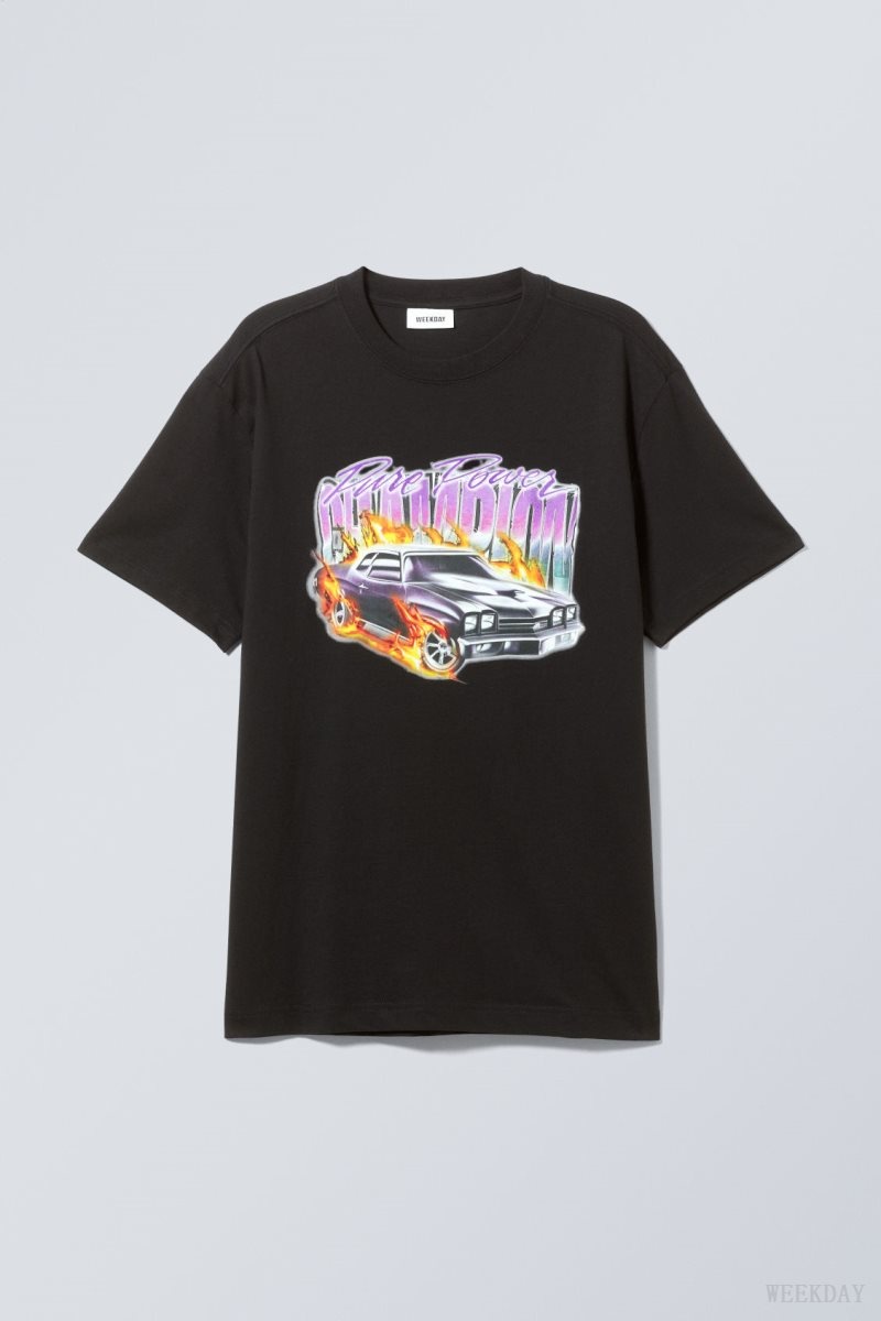 Weekday Oversized Graphic Printed T-shirt Pure Power Champion | XDKM6218