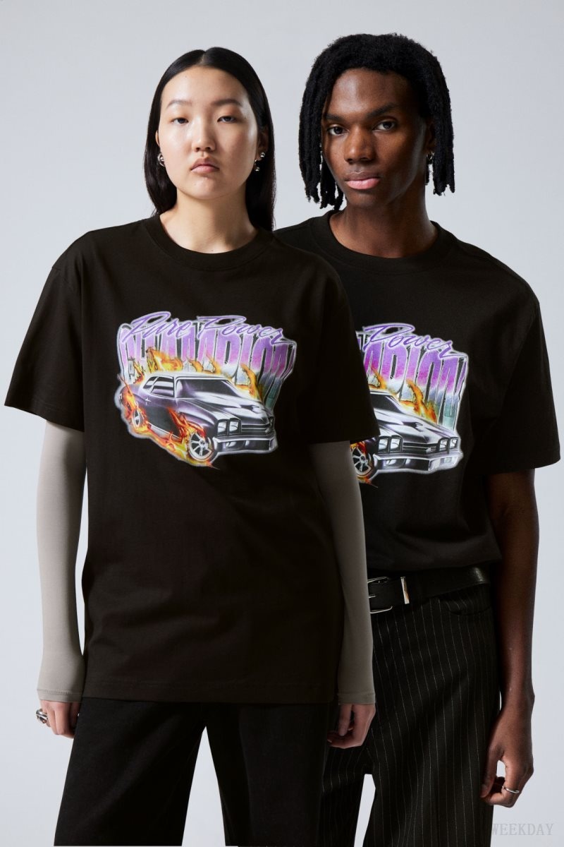 Weekday Oversized Graphic Printed T-shirt Pure Power Champion | XDKM6218