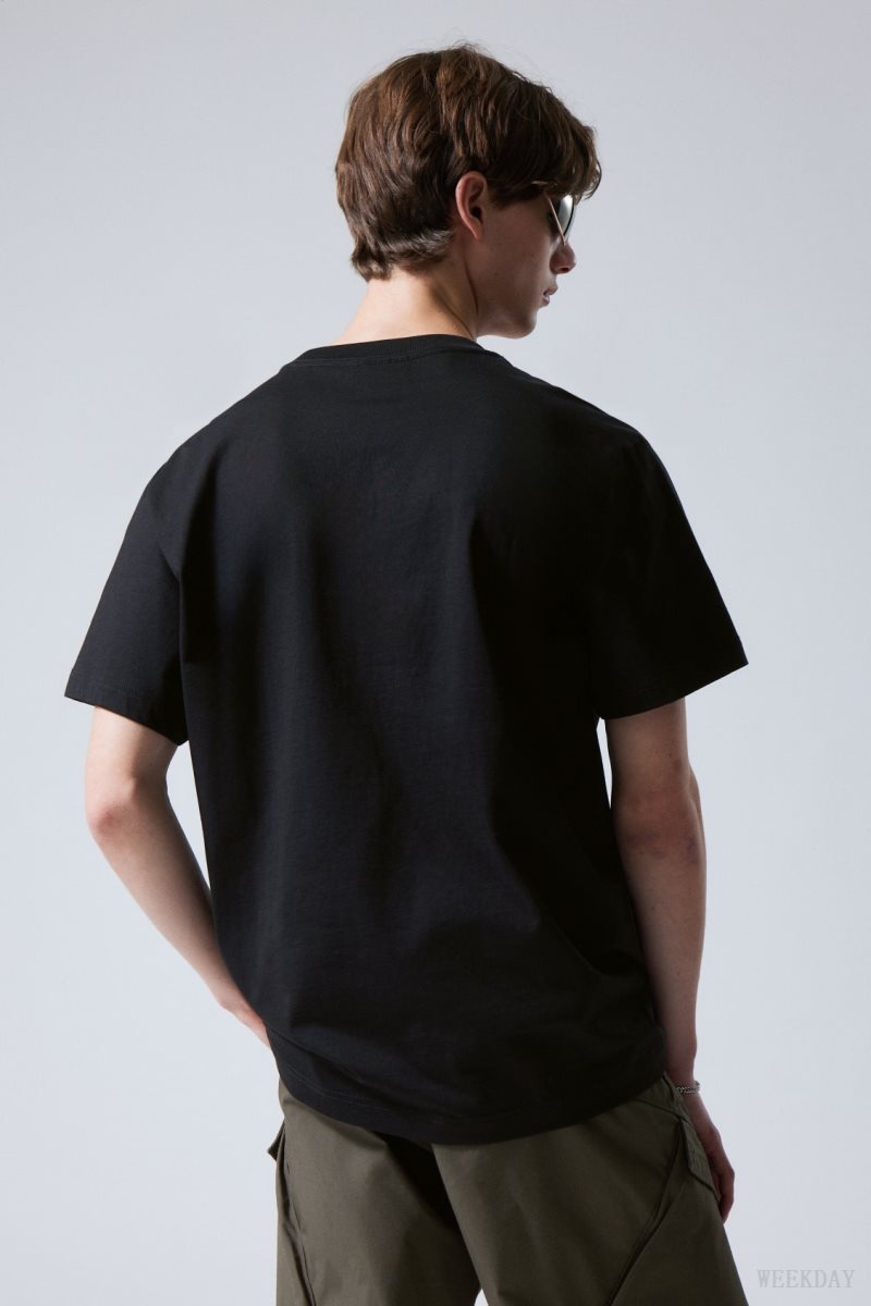 Weekday Oversized Graphic Printed T-shirt Black | BCIG0841