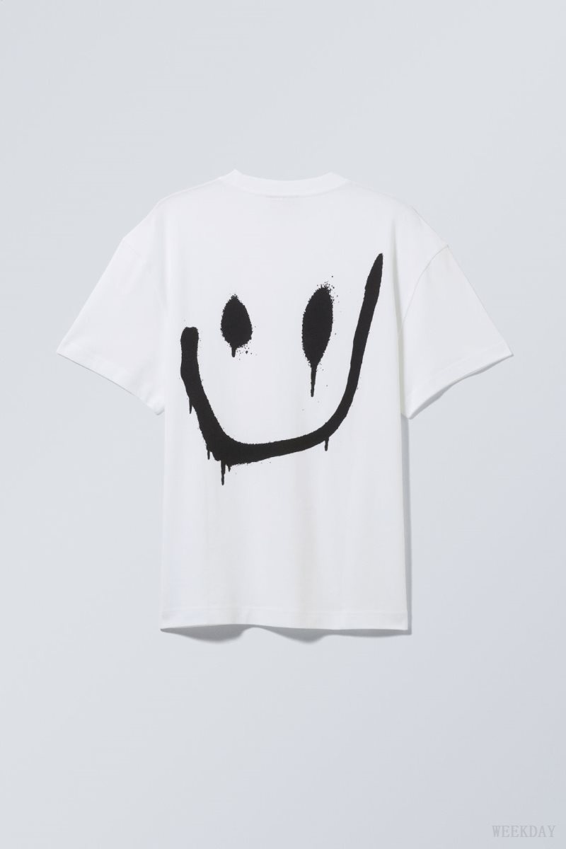 Weekday Oversized Graphic Printed T-shirt Drippy Smiling Face | KBUO3785