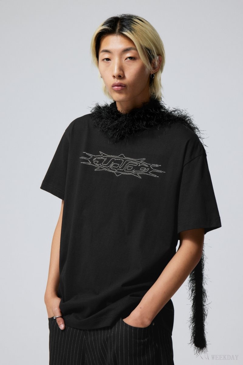 Weekday Oversized Graphic Printed T-shirt Destiny Rhinestones | RMXP6728