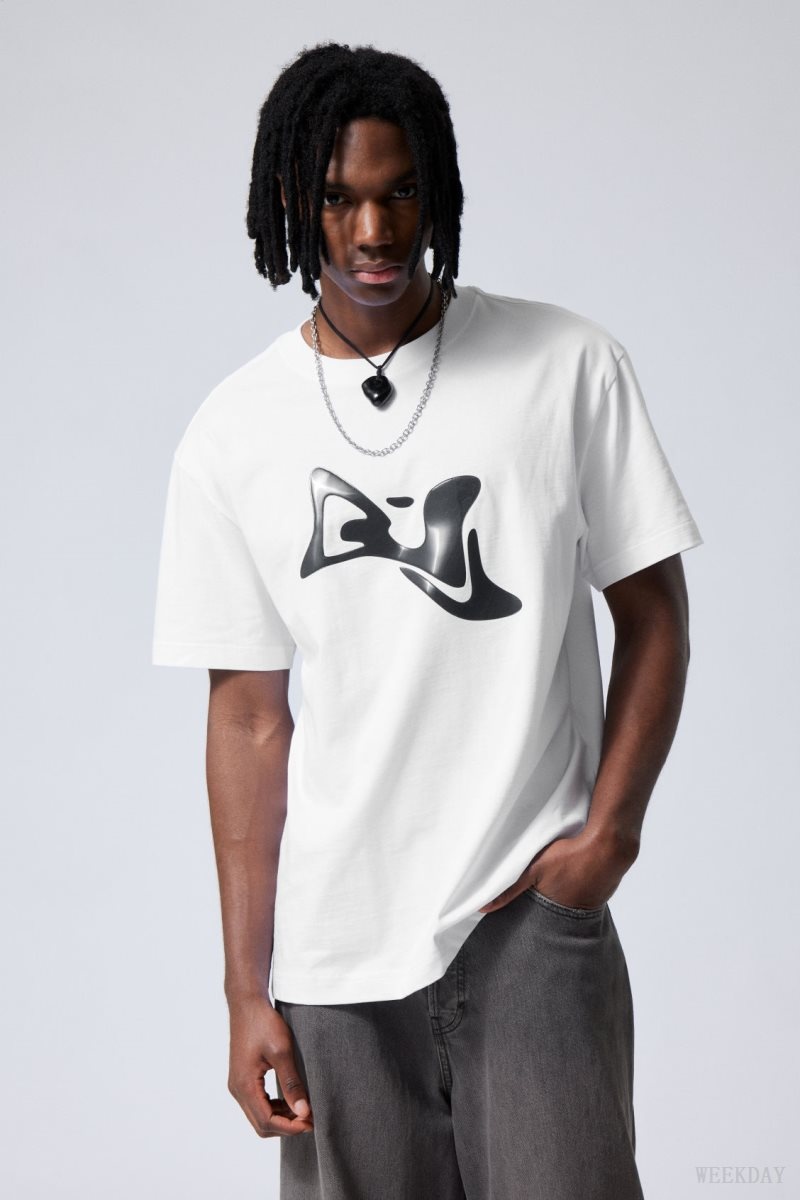 Weekday Oversized Graphic Printed T-shirt Liquid | FFBR8807