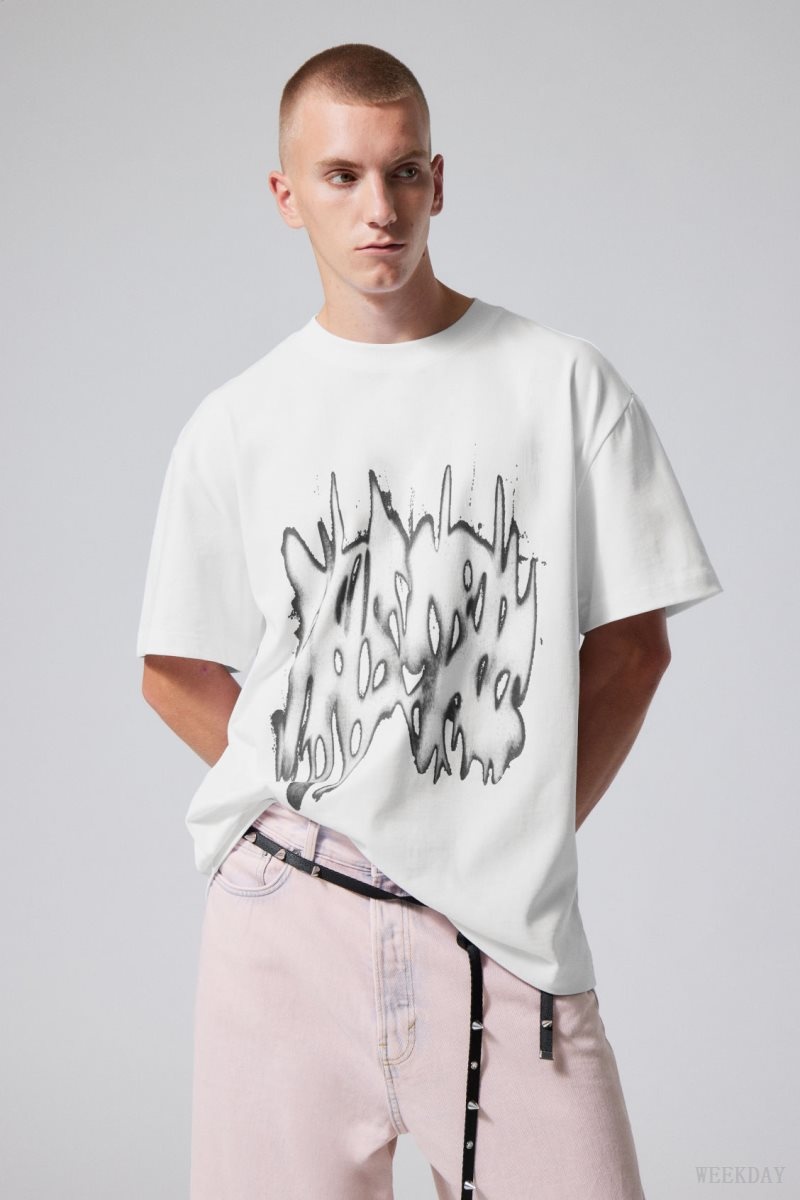 Weekday Oversized Graphic Printed T-shirt Grey | FOZB2531