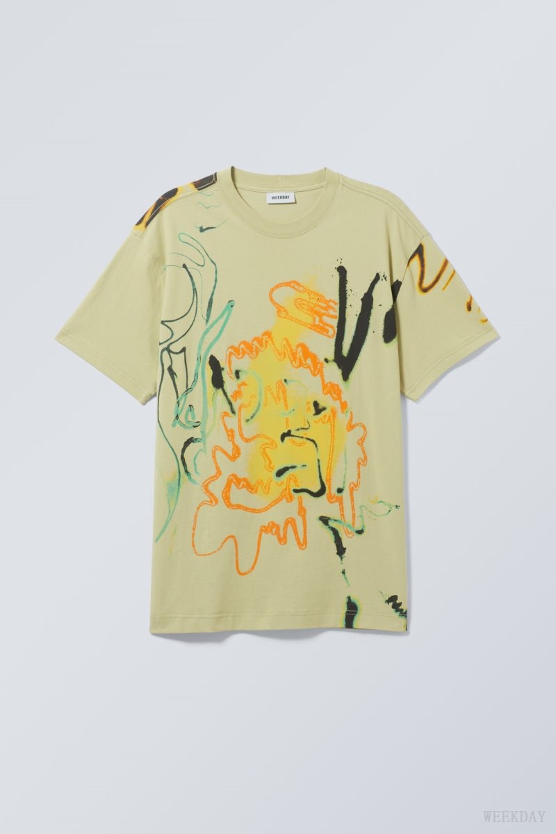 Weekday Oversized Graphic Printed T-shirt Airbrushed | DBOR8419