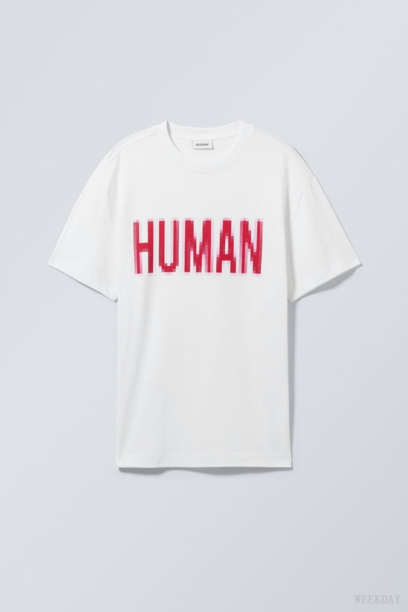 Weekday Oversized Graphic Printed T-shirt Human | HNWI8614