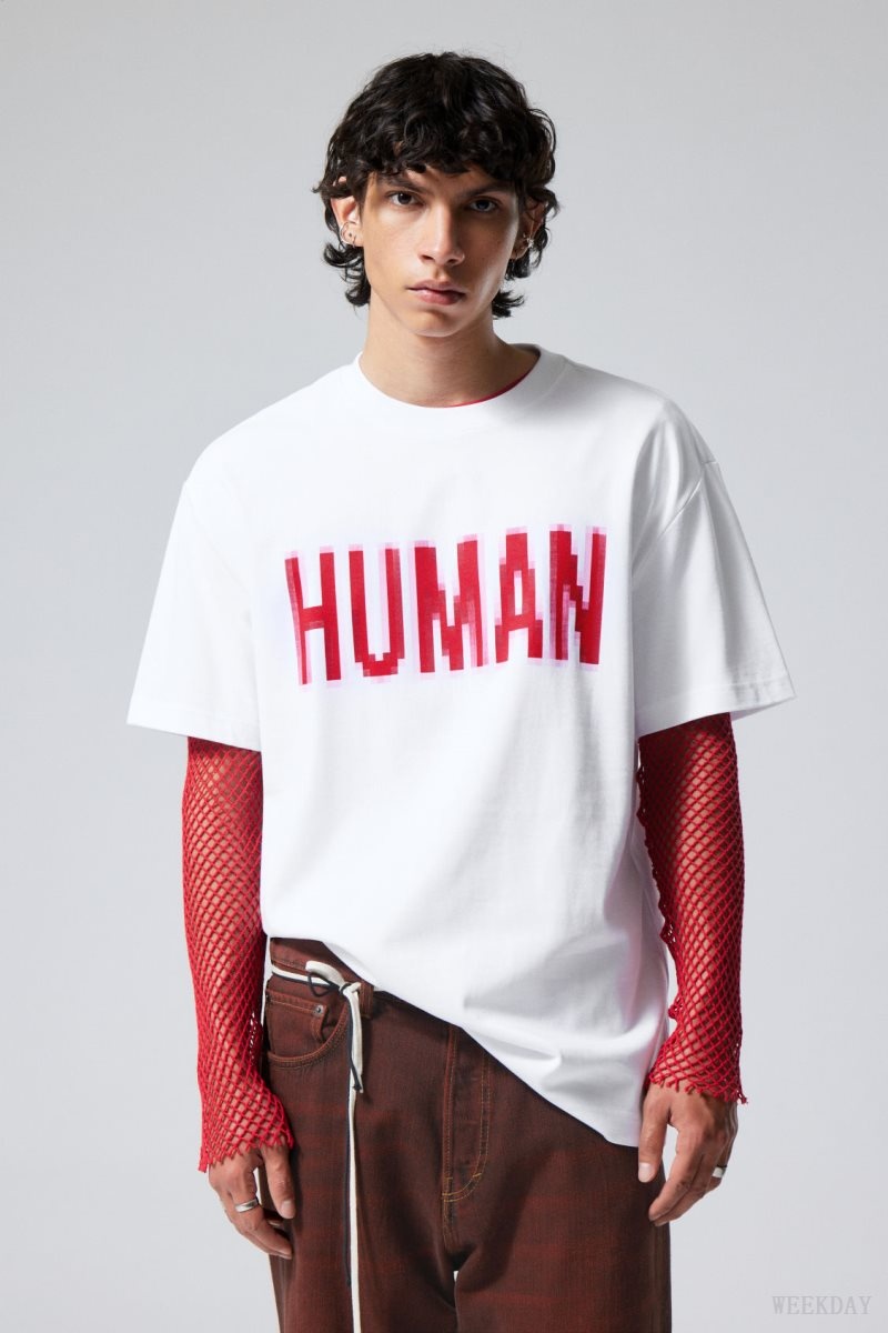 Weekday Oversized Graphic Printed T-shirt Human | HNWI8614