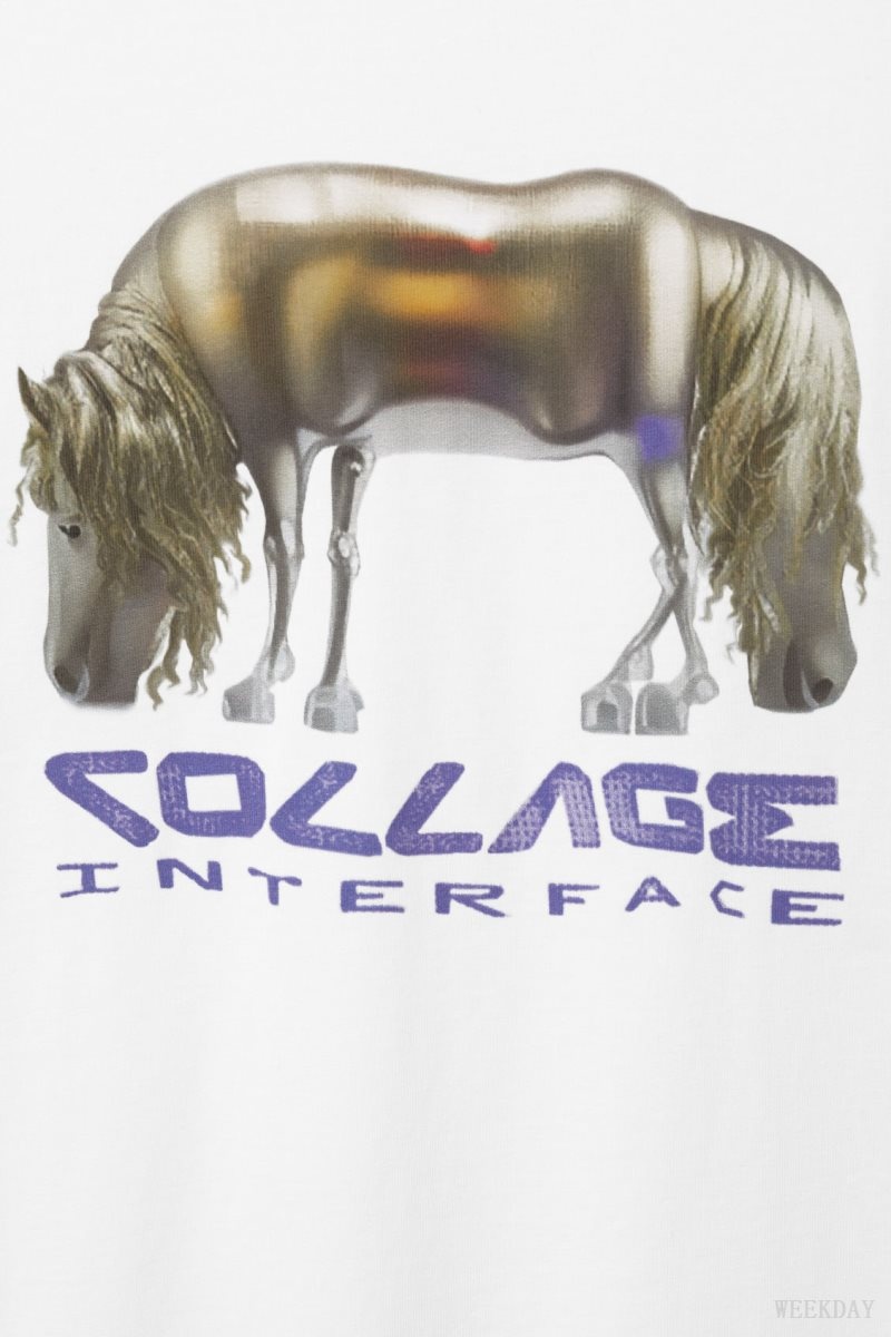 Weekday Oversized Graphic Printed T-shirt AI Collage Horse | PFCL6760