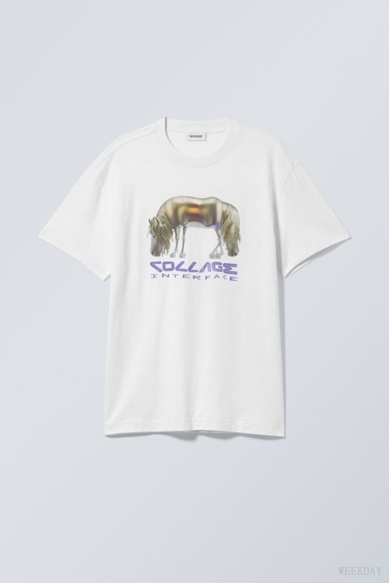 Weekday Oversized Graphic Printed T-shirt AI Collage Horse | PFCL6760