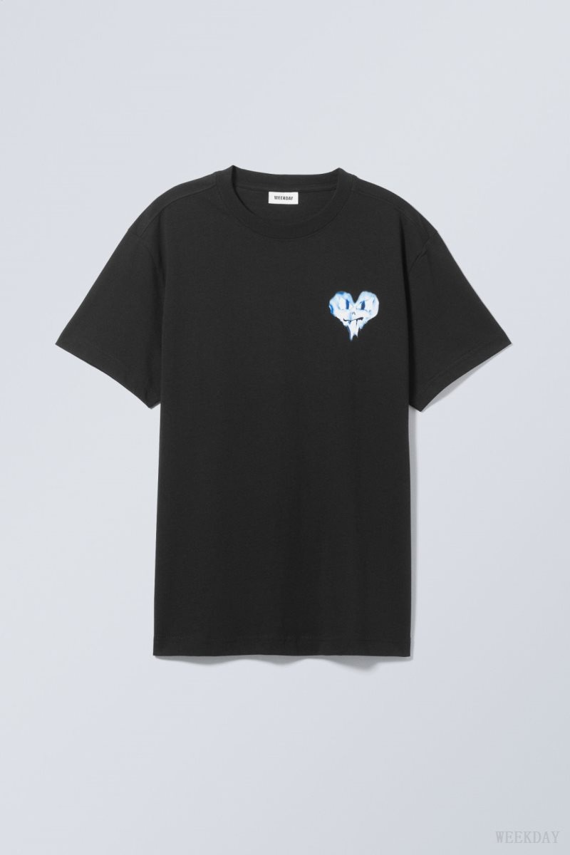 Weekday Oversized Graphic Printed T-shirt Angry Heart | NOLE8798