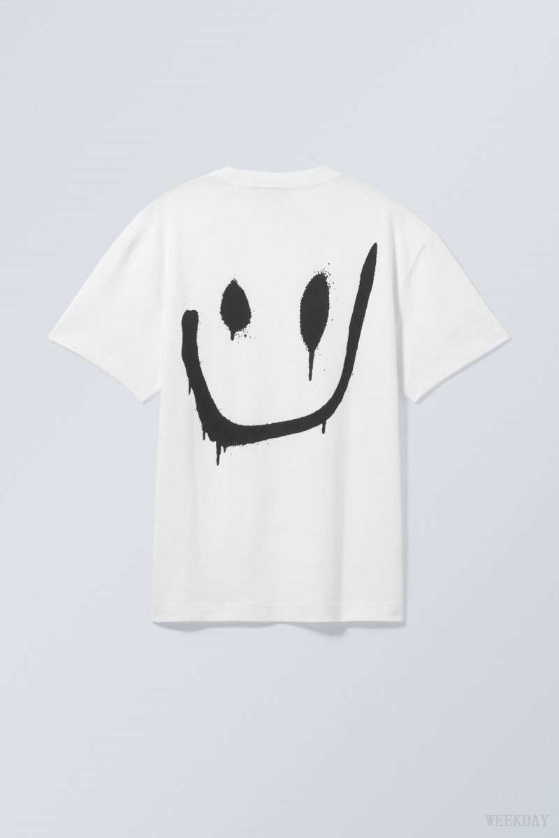 Weekday Oversized Graphic Printed T-shirt Drippy Smiley | RJBY6487