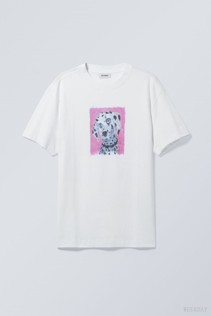 Weekday Oversized Graphic Printed T-shirt Dalmatian | FUNJ7764