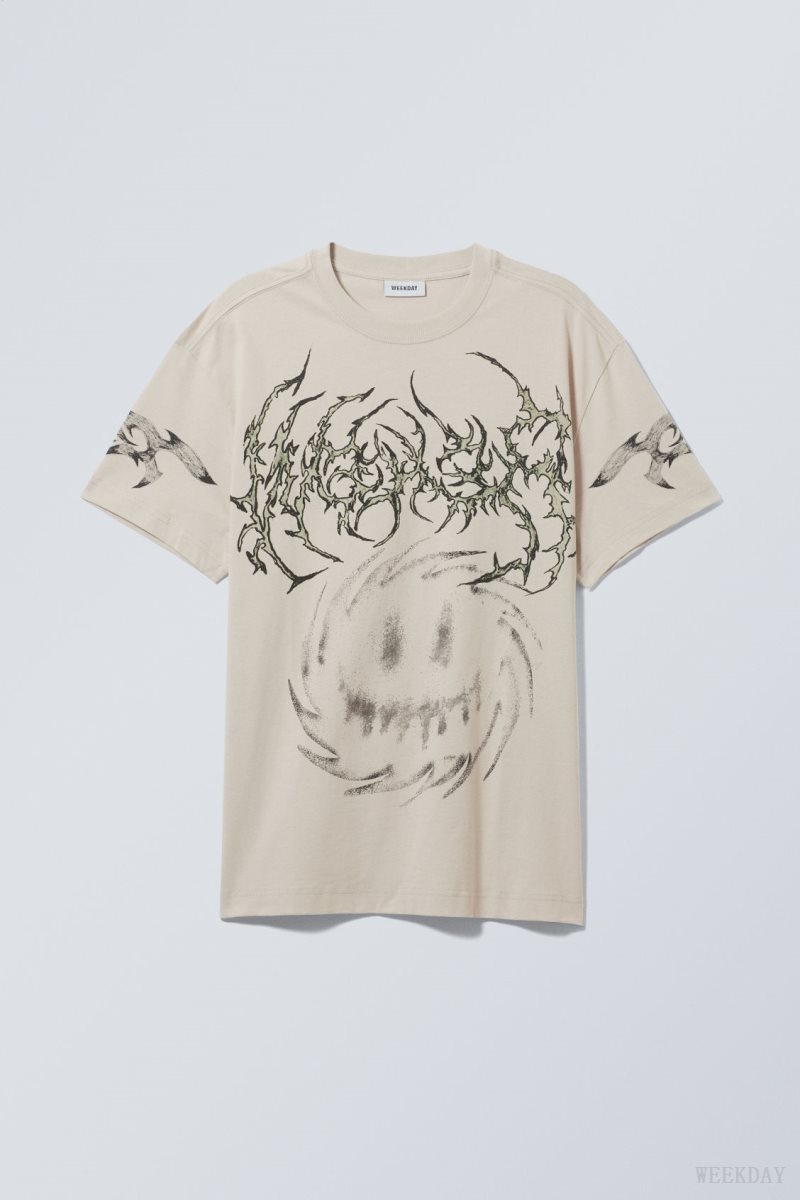 Weekday Oversized Graphic Printed T-shirt Swirly Monster | TTJX0138