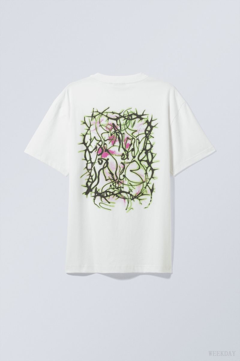 Weekday Oversized Graphic Printed T-shirt Cosmic Botanic Garden | PELZ9460