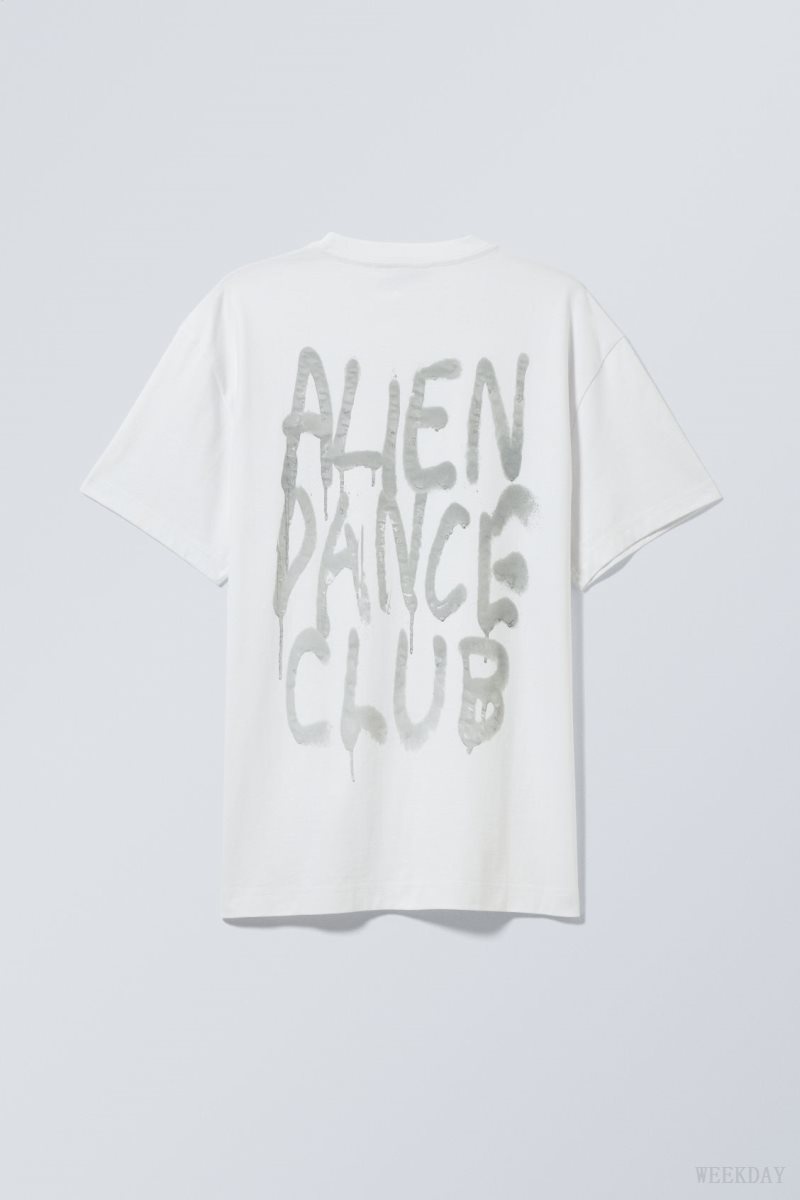 Weekday Oversized Graphic Printed T-shirt Alien Dance Club | TMNH7812