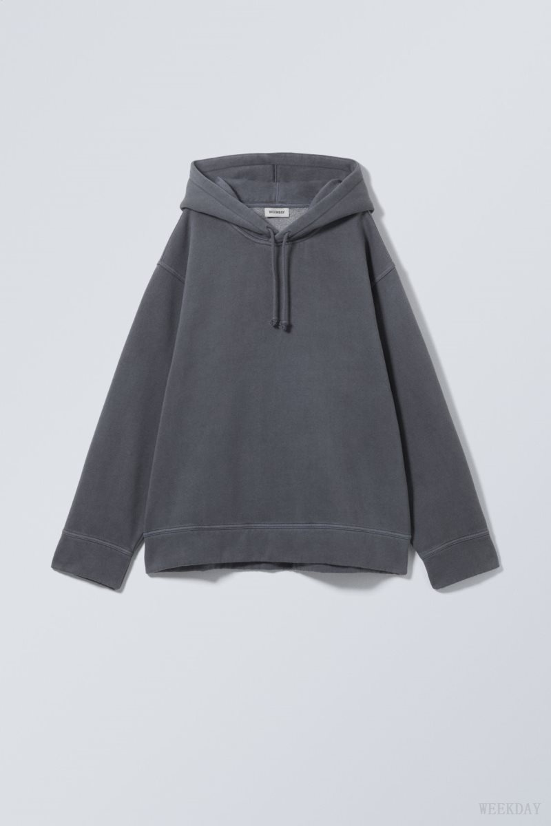 Weekday Oversized Heavyweight Hoodie Dark Blue | CIYY0167