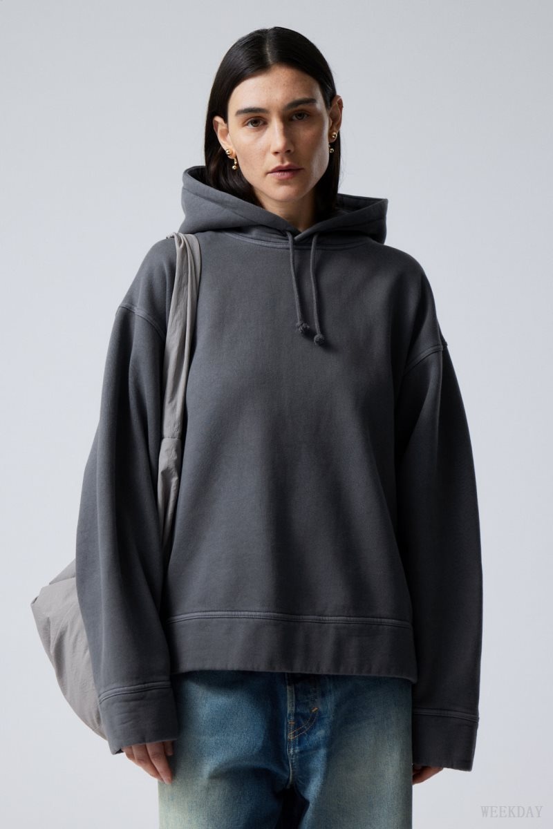 Weekday Oversized Heavyweight Hoodie Dark Blue | CIYY0167