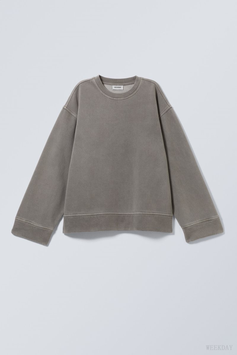 Weekday Oversized Heavyweight Sweatshirt Grey | RFUP5434