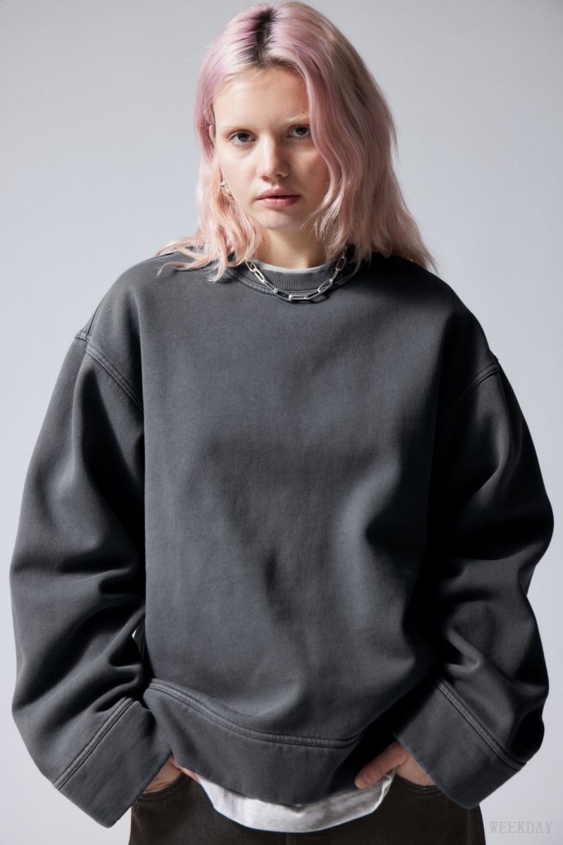 Weekday Oversized Heavyweight Sweatshirt Grey | WAUN4676