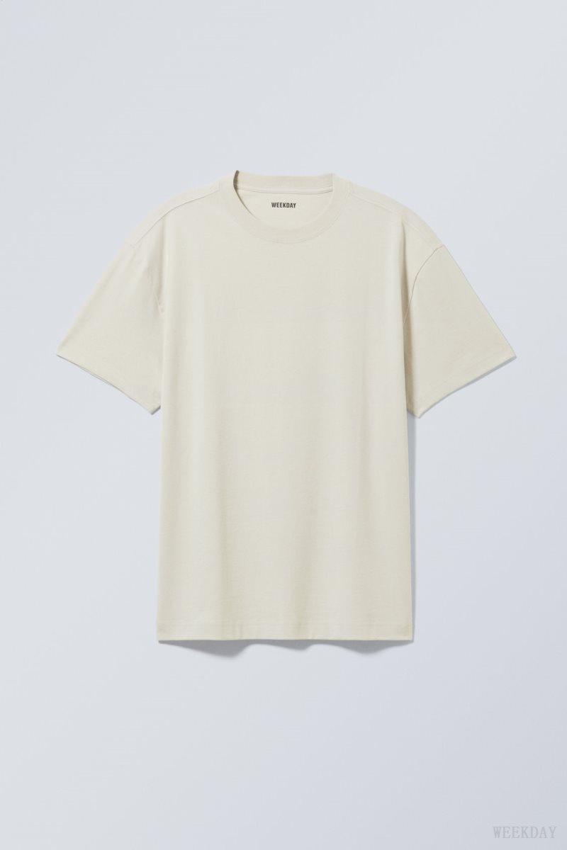 Weekday Oversized Heavyweight T-shirt Beige | SKOR1603