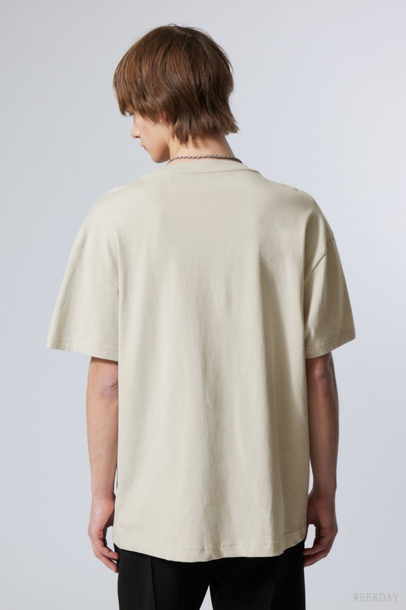 Weekday Oversized Heavyweight T-shirt Beige | SKOR1603