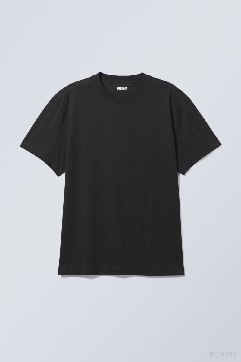 Weekday Oversized Heavyweight T-shirt Black | RMBR6003