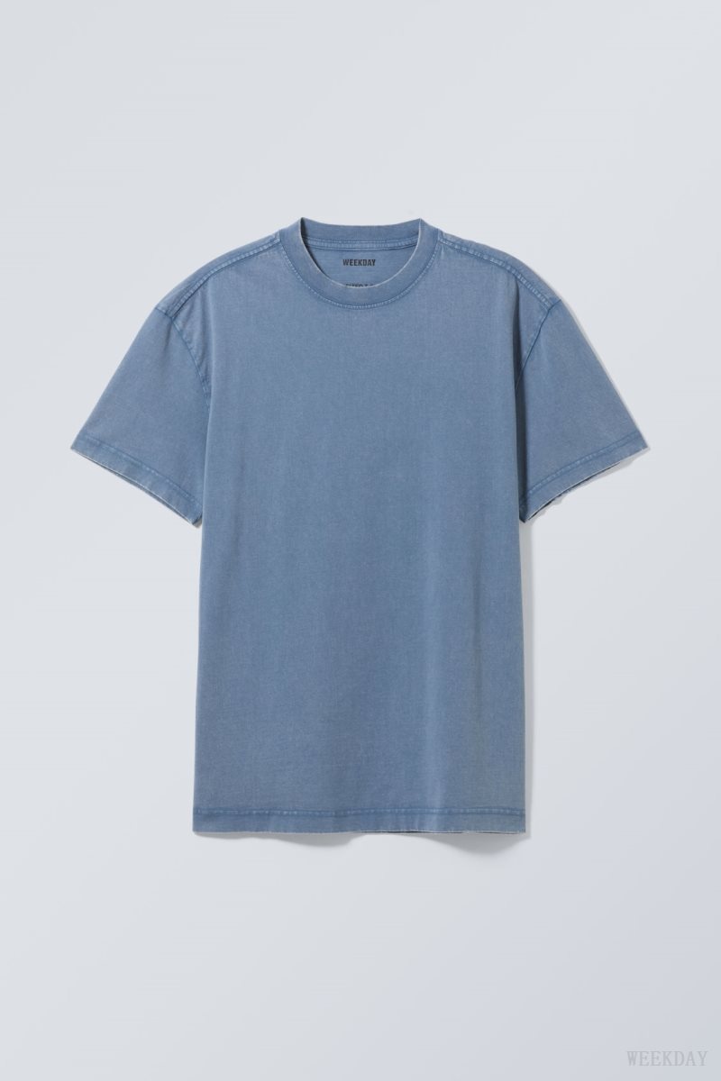 Weekday Oversized Heavyweight T-shirt Blue | XYCW3105