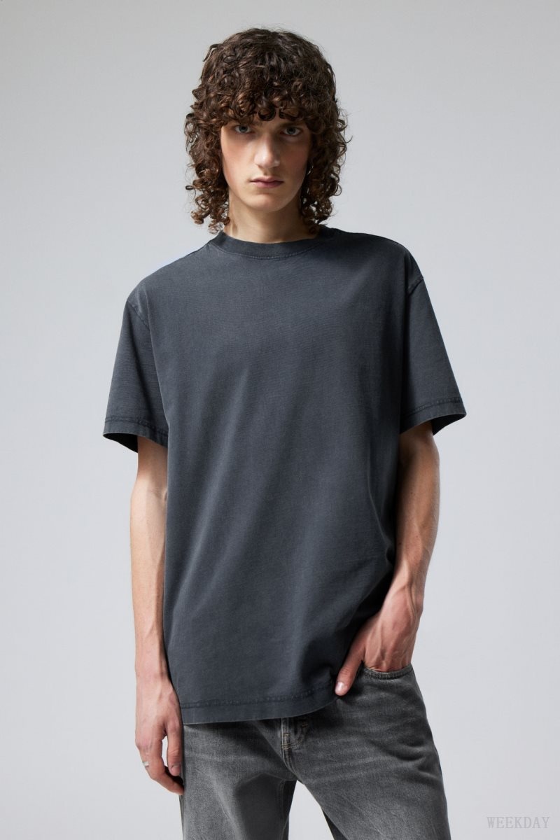 Weekday Oversized Heavyweight T-shirt Dark Blue | YGOV2706