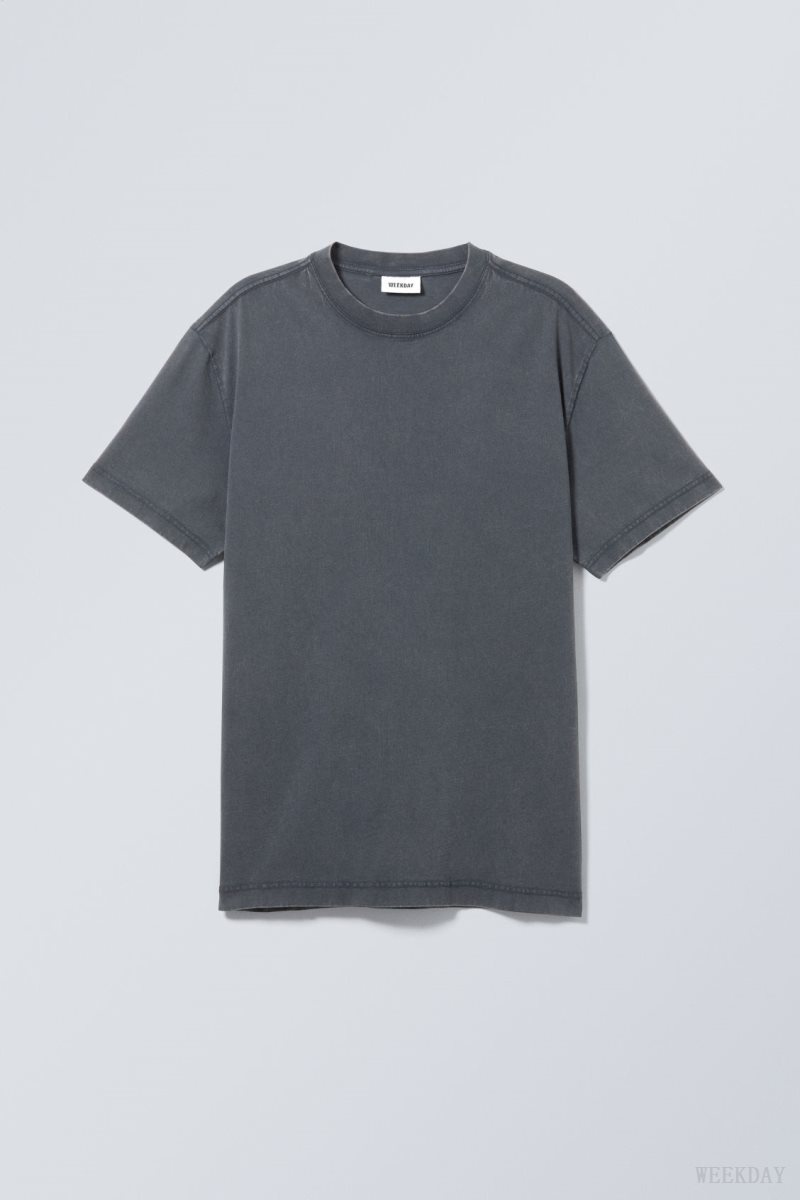 Weekday Oversized Heavyweight T-shirt Dark Blue | YGOV2706