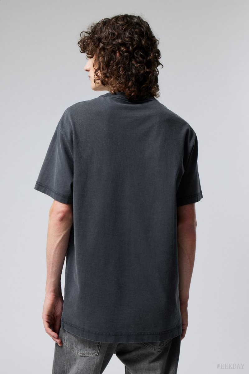 Weekday Oversized Heavyweight T-shirt Dark Blue | YGOV2706