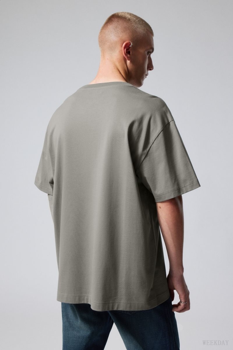 Weekday Oversized Heavyweight T-shirt Grey | HVMU5815