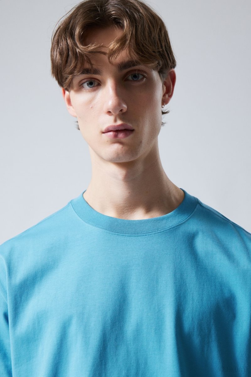 Weekday Oversized Heavyweight T-shirt Light Blue | EXSE6269