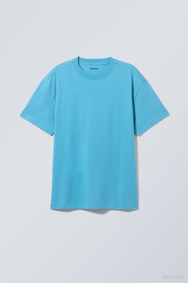 Weekday Oversized Heavyweight T-shirt Light Blue | EXSE6269