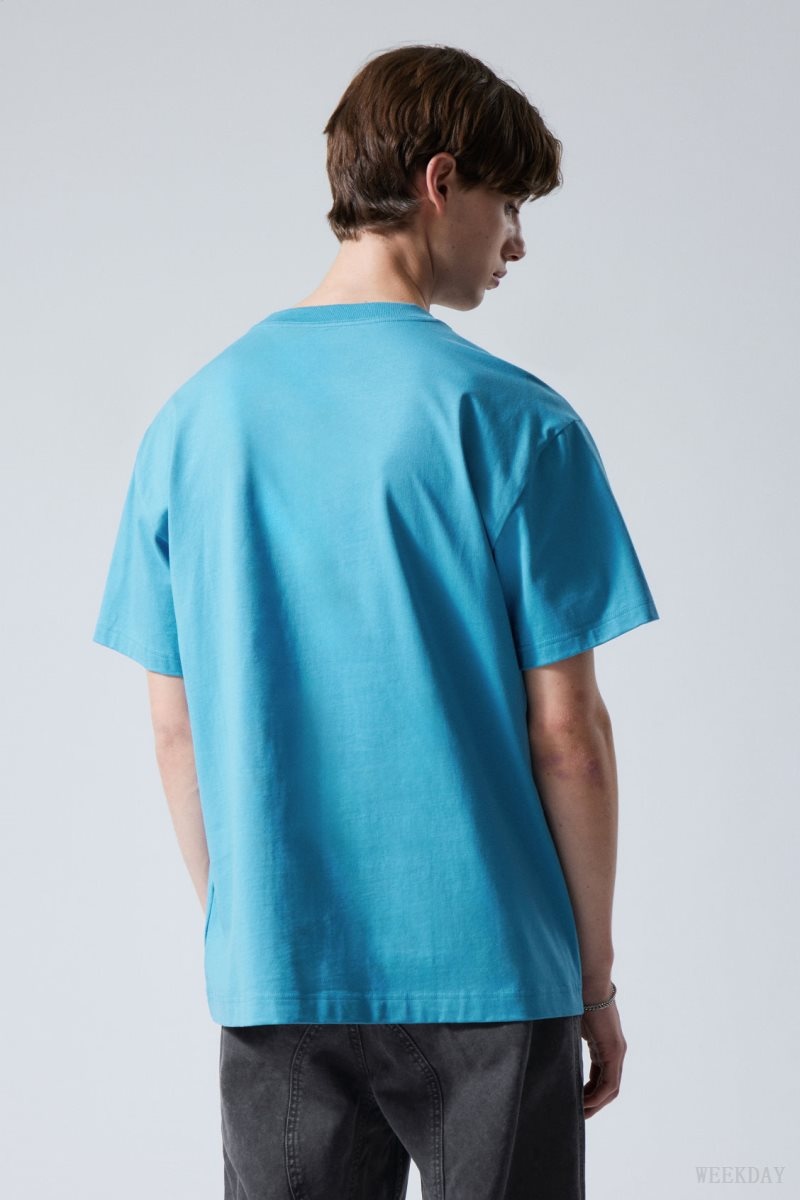 Weekday Oversized Heavyweight T-shirt Light Blue | EXSE6269