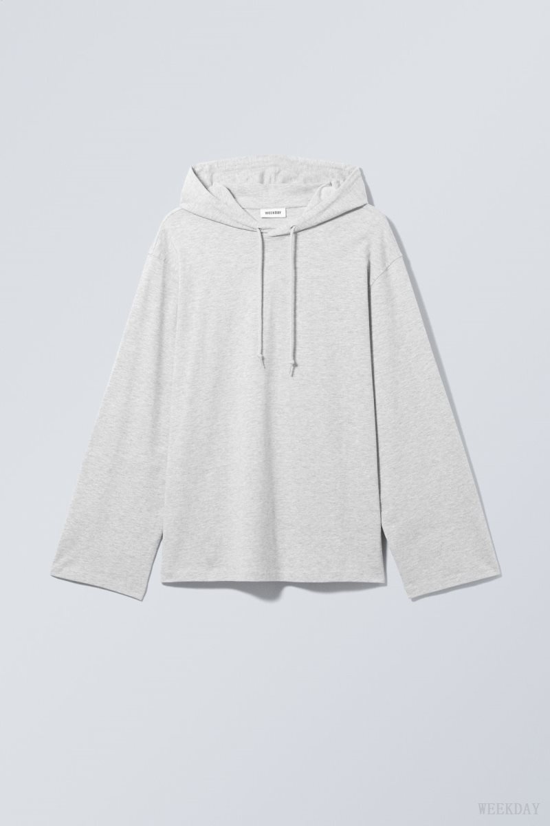 Weekday Oversized Hooded Long Sleeve Light Grey | OPOH0570