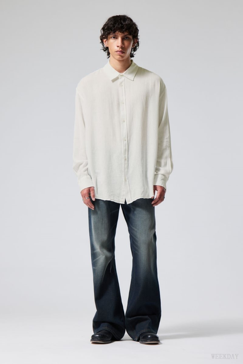 Weekday Oversized Linen Shirt White | TOAF2208