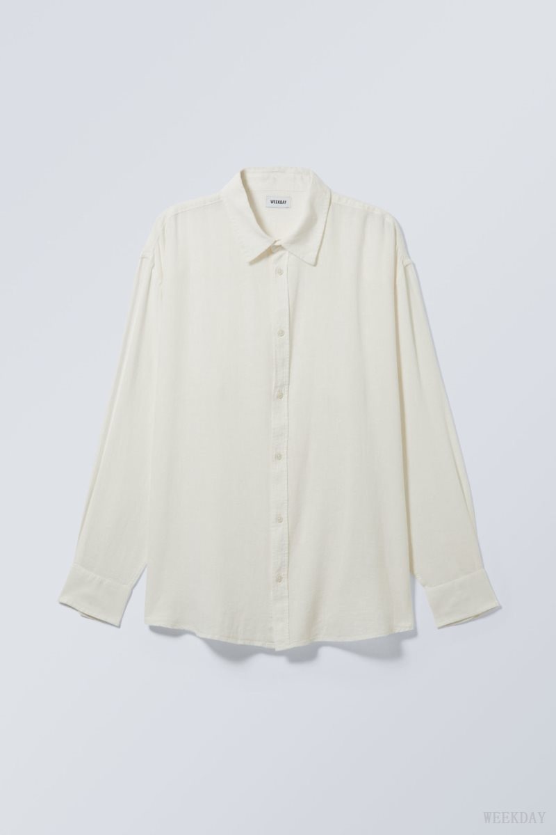 Weekday Oversized Linen Shirt White | TOAF2208