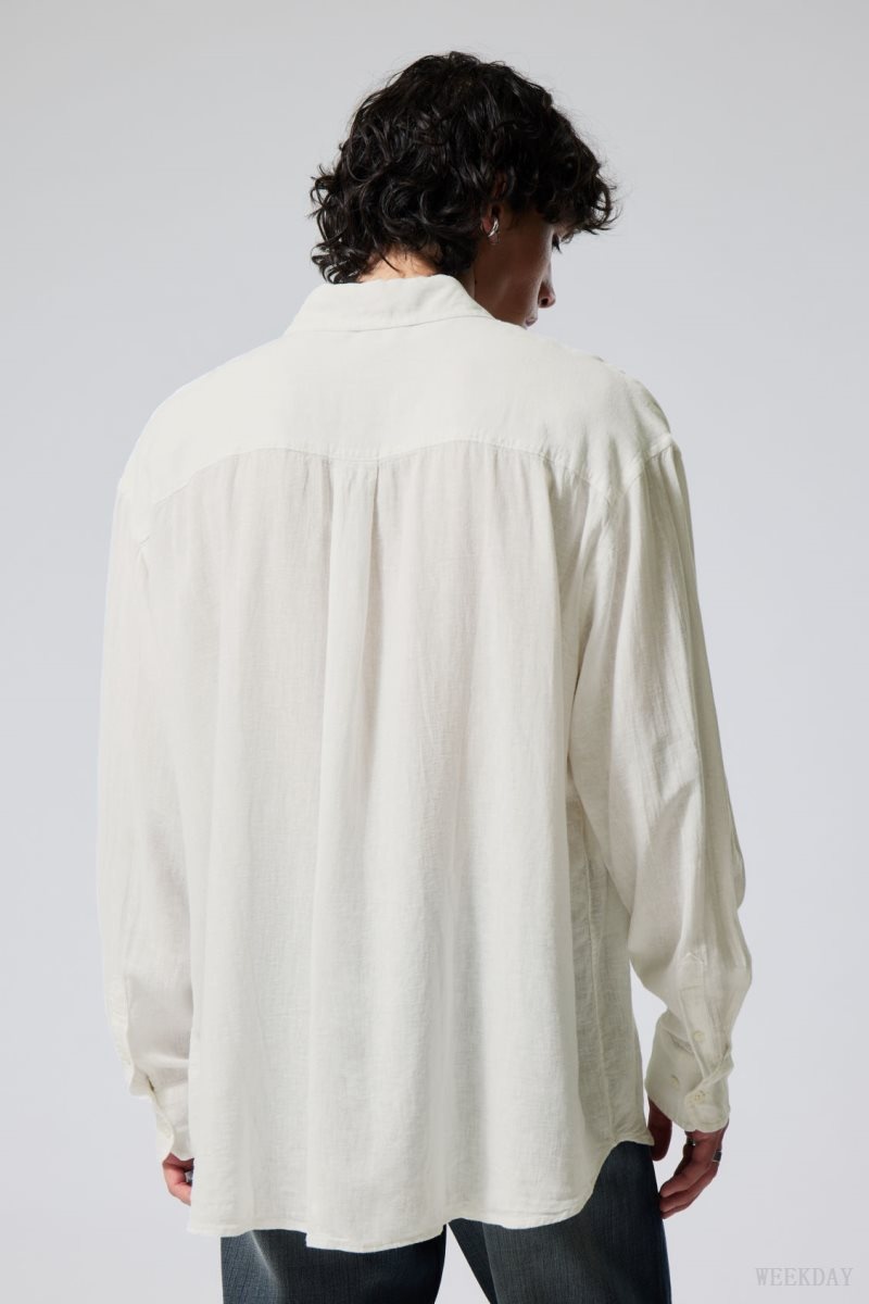 Weekday Oversized Linen Shirt White | TOAF2208