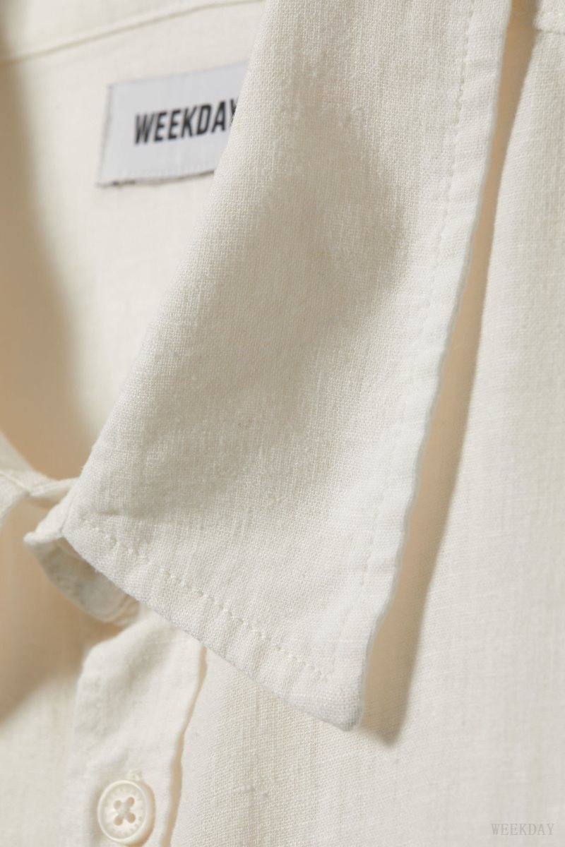 Weekday Oversized Linen Shirt White | TOAF2208